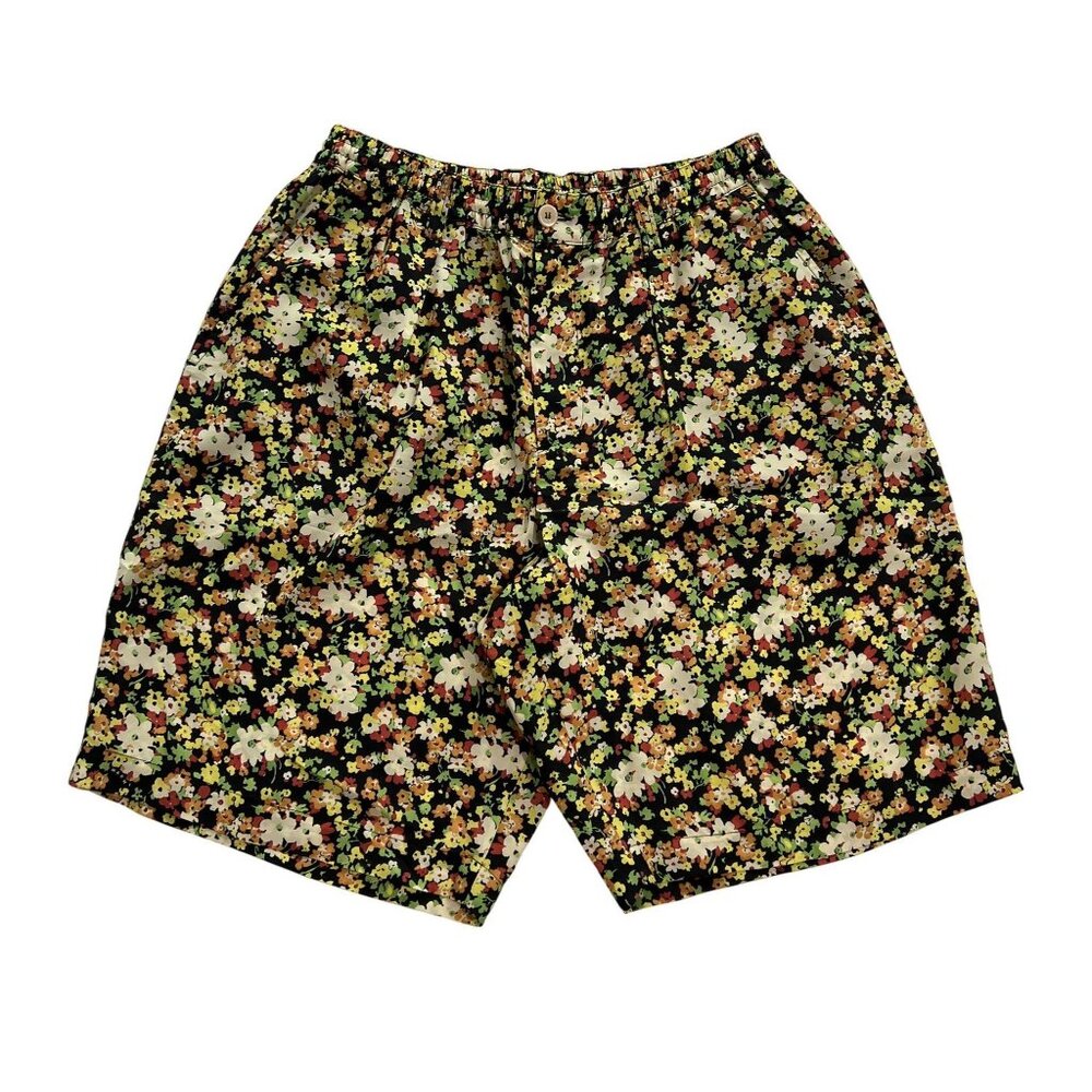 MARNI Wide-Leg Pleated Floral-Print Woven Bermuda Shorts in Black